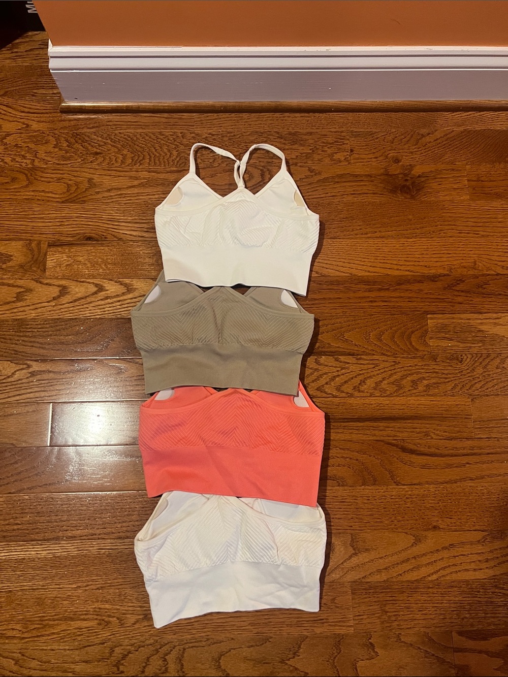 Everyday Seamless Racerback Bralette - White, Coral, Taupe (4 Pack) - Picture 4 of 8